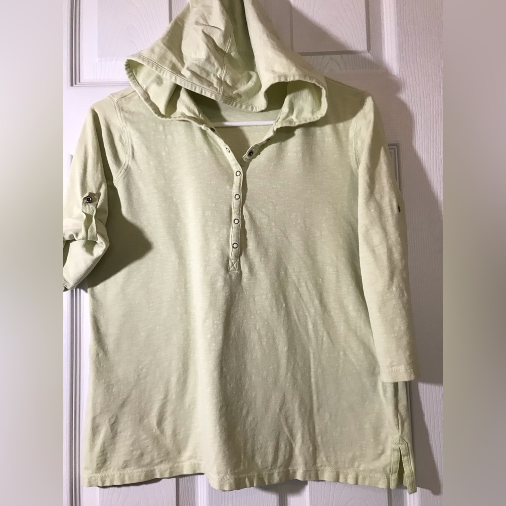 Eddie Bauer half snap hoodie 3/4 roll up sleeves size petite medium